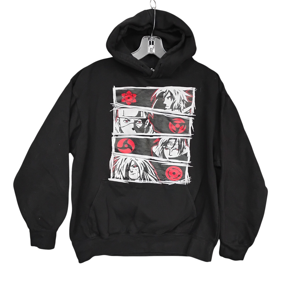 Copied - Naruto Shippuden Akatsuki Anime Hoodie Size Med Black with Red Graphics